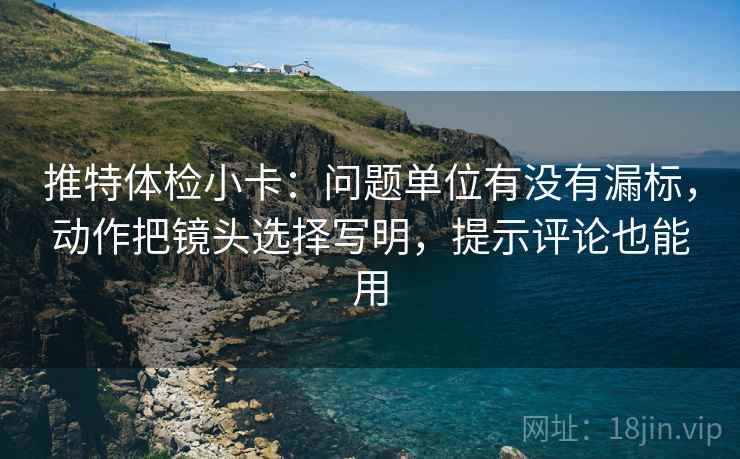 推特体检小卡：问题单位有没有漏标，动作把镜头选择写明，提示评论也能用
