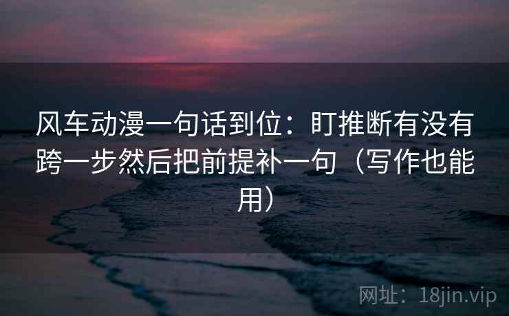 风车动漫一句话到位：盯推断有没有跨一步然后把前提补一句（写作也能用）